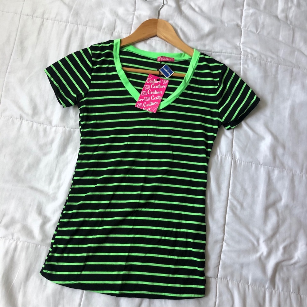 New neon green and black striped shirt!